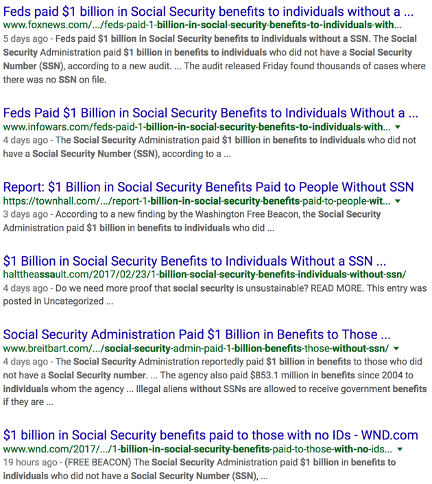 Welfare fraud Google results