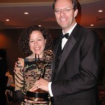 Director Elizabeth Thompson & Composer/Audio Producer Spencer Critchley with the Emmy for the PBS documentary "Blink."