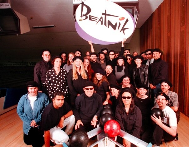Thomas Dolby & the staff of Beatnik at the Holiday Party 1999
