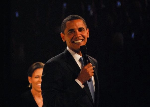 Barack and Michelle Obama at the Obama campaign staff's 2009 Inaugural ball. Photo by Spencer Critchley.